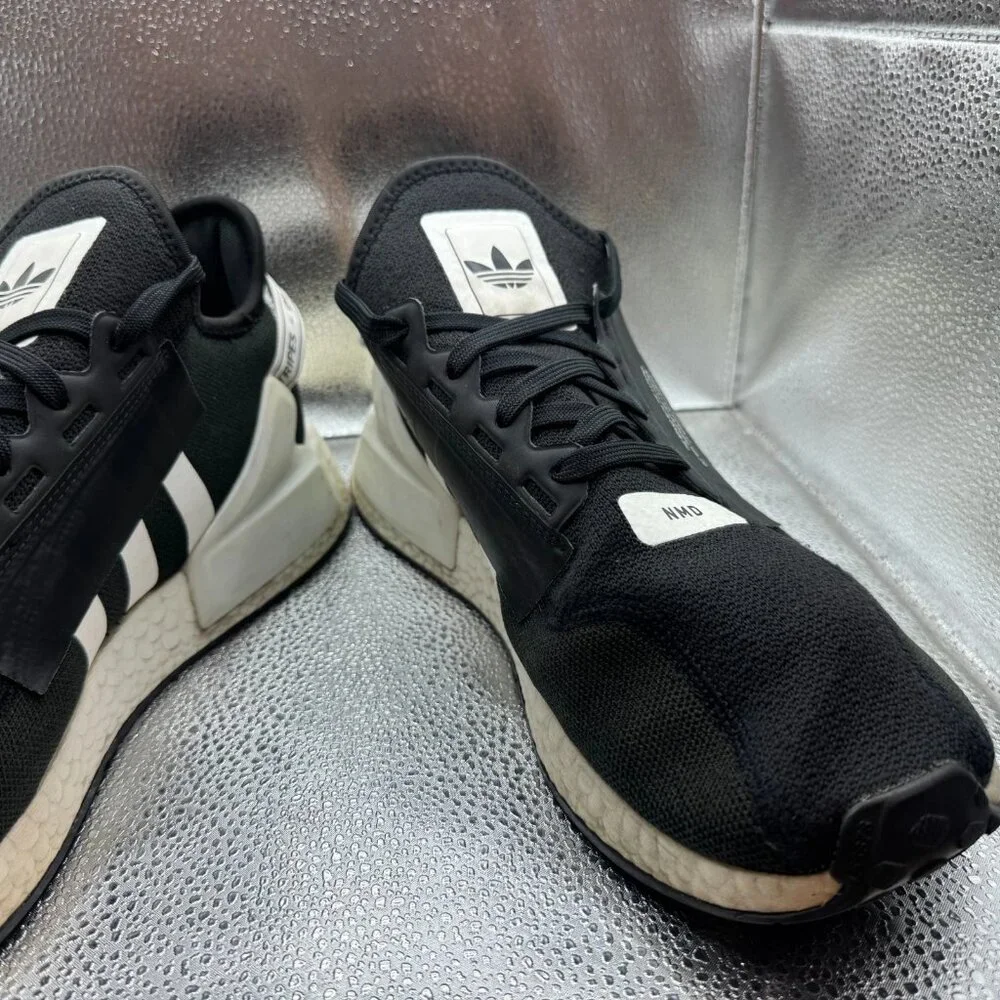 Size 13 Adidas Originals NMD_R1.V2 Mens Black White Athletic Running Shoe GX6367